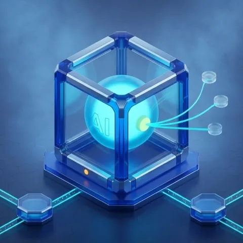 AI Transformation - central AI core with orbiting agent nodes